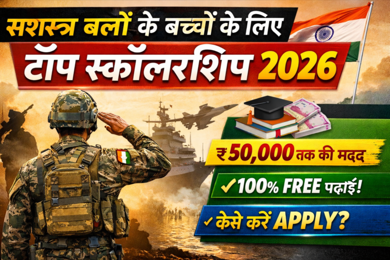 📝 सशस्त्र बलों के बच्चों के लिए टॉप स्कॉलरशिप 2026 – पूरी जानकारी (Apply कैसे करें)